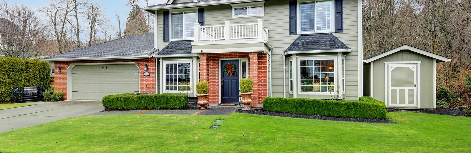house with lawn